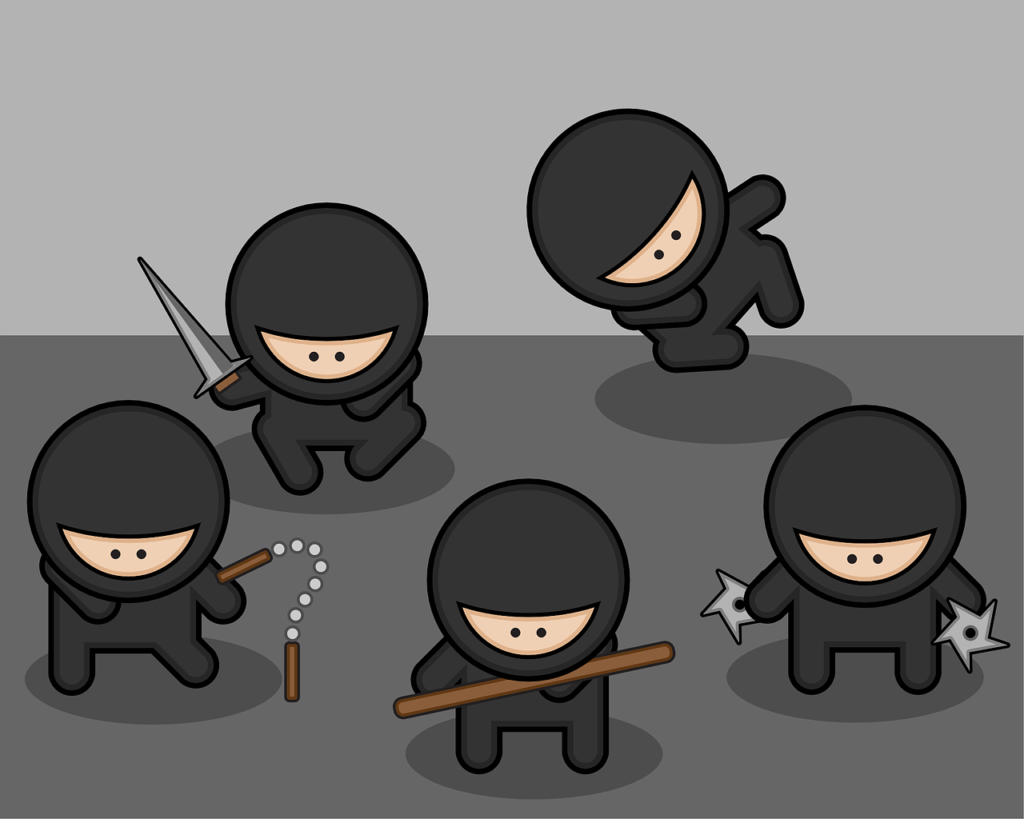 four cartoon ninjas